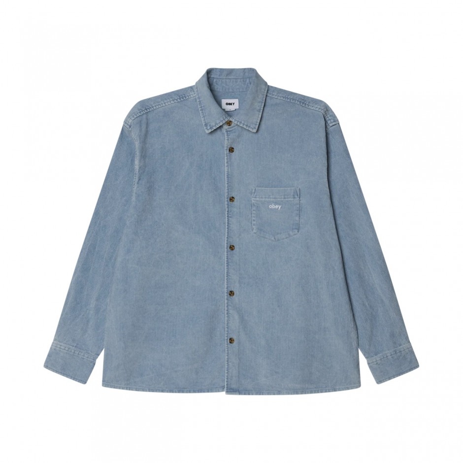 Men's Shirt Blue - Obey Tommy Corduroy