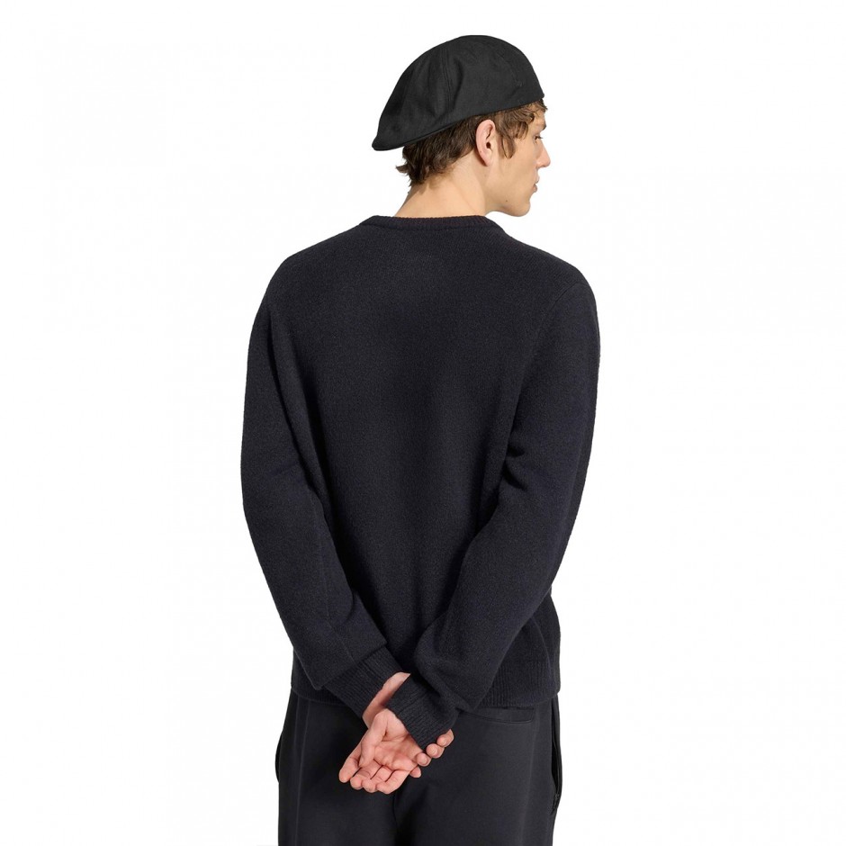 Ανδρική Πλεκτή Μπλούζα Μαύρη - adidas Originals Trefoil Essentials Fully Knit