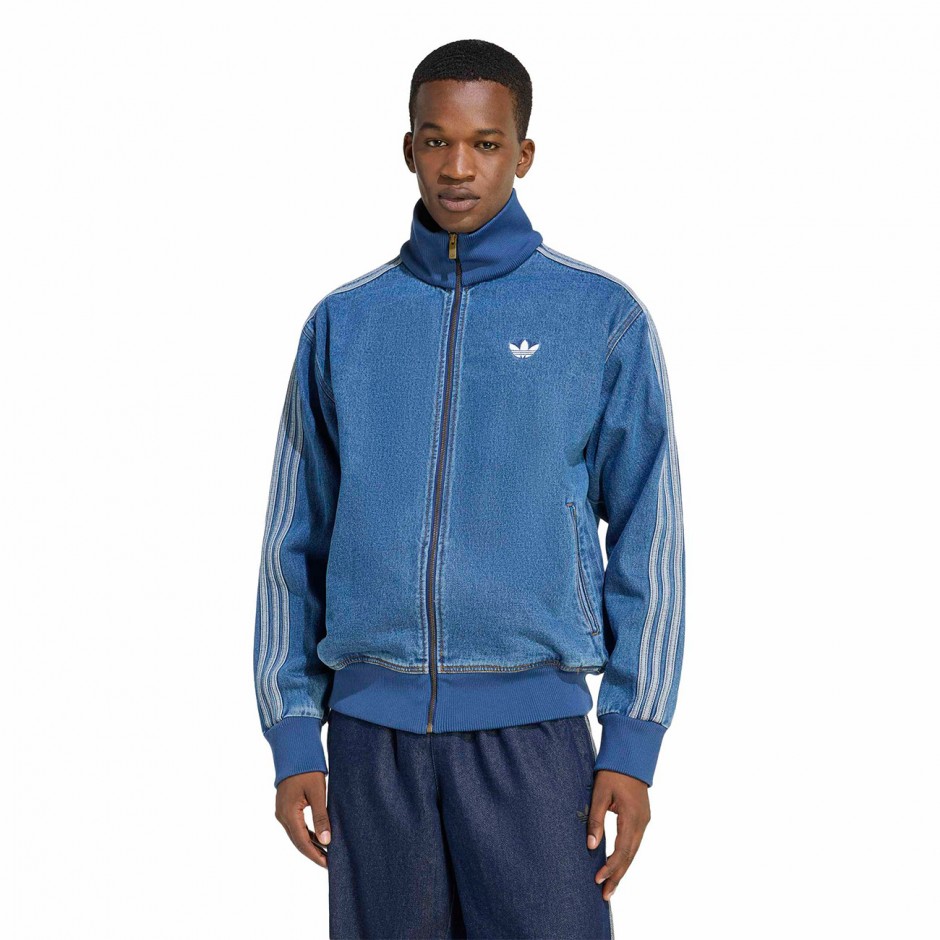 Men's Denim Track Top Blue - adidas Originals Adicolor Denim Firebird