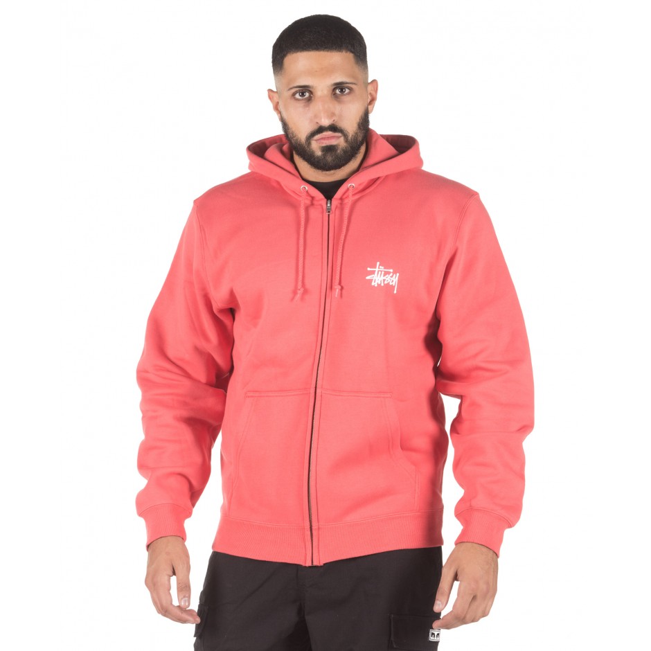STUSSY BASIC STUSSY ZIP HOOD 1974567-PALE RED Κοραλί