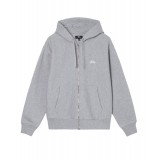 STUSSY STOCK LOGO ZIP HOOD 118454-GREY HEATHER Γκρί Εικόνα 
