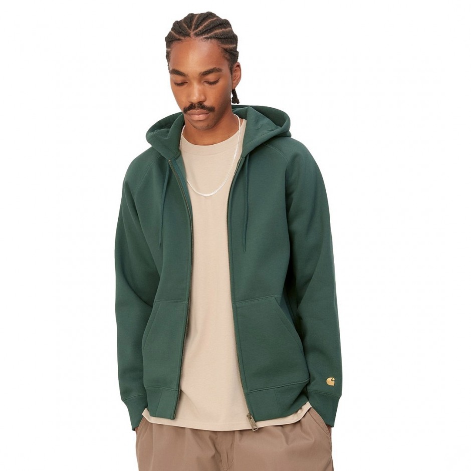 Carhartt WIP Hooded Chase Πράσινο - Ανδρική Ζακέτα Με Κουκούλα