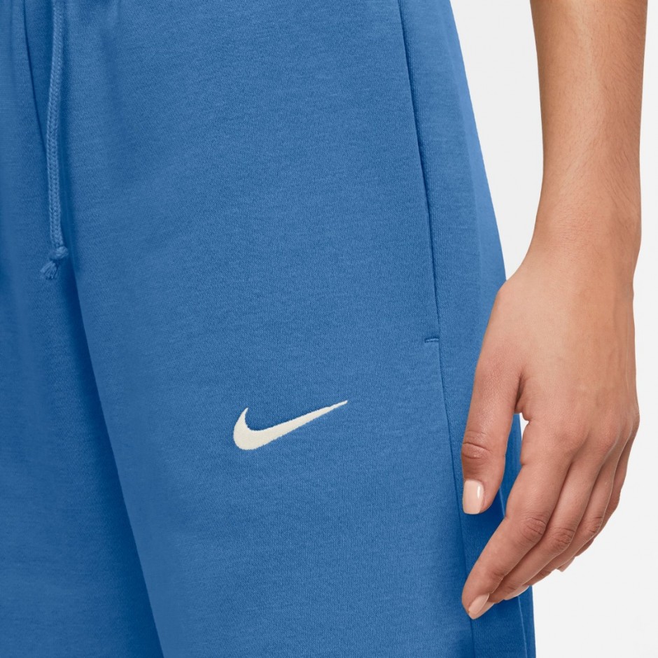 Nike Sportswear Phoenix Fleece Σιέλ - Γυναικείο Παντελόνι Σε Crop Γραμμή