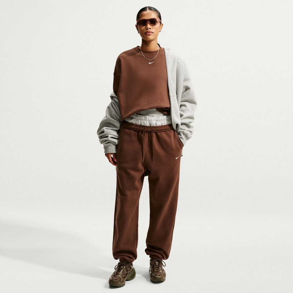 Γυναικείο Παντελόνι Φόρμα Καφέ - Nike Studio Fleece Medium Weight