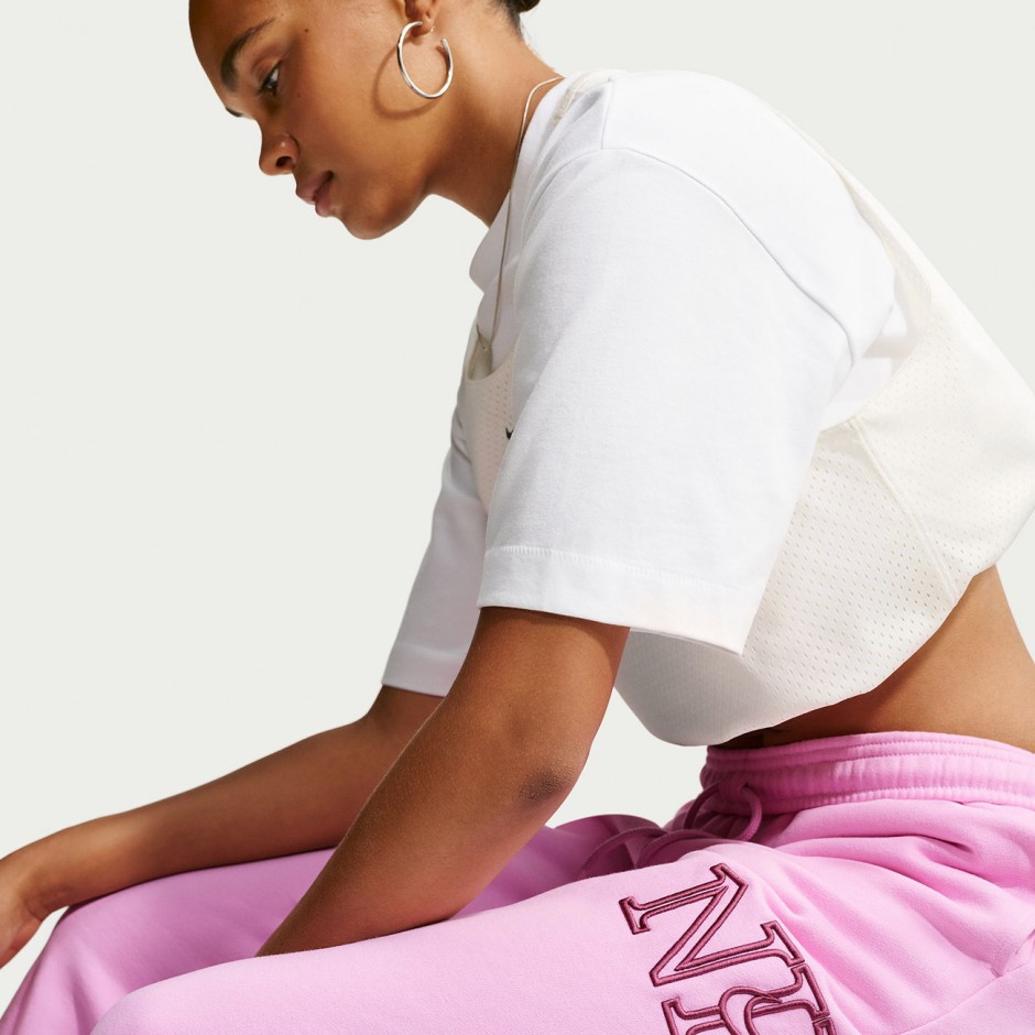 Women's Pants Pink - Nike Studio Fleece Medium Weight 'Graphic Pack'