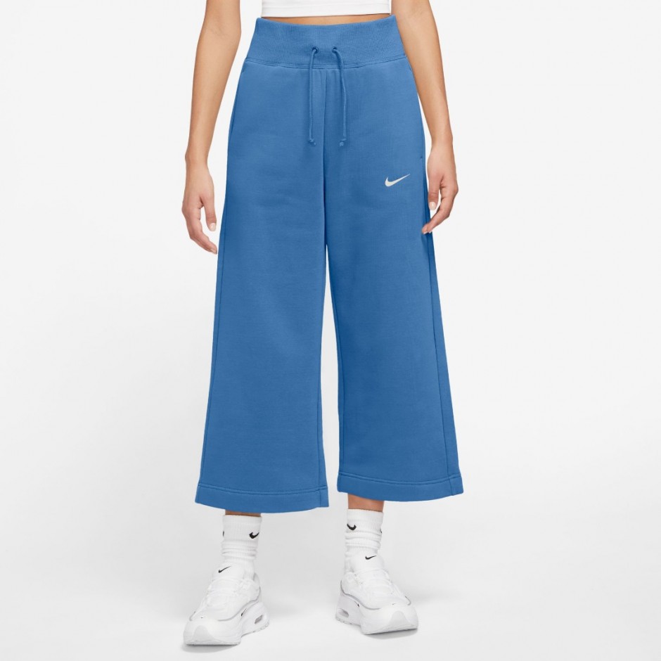 Nike Sportswear Phoenix Fleece Σιέλ - Γυναικείο Παντελόνι Σε Crop Γραμμή