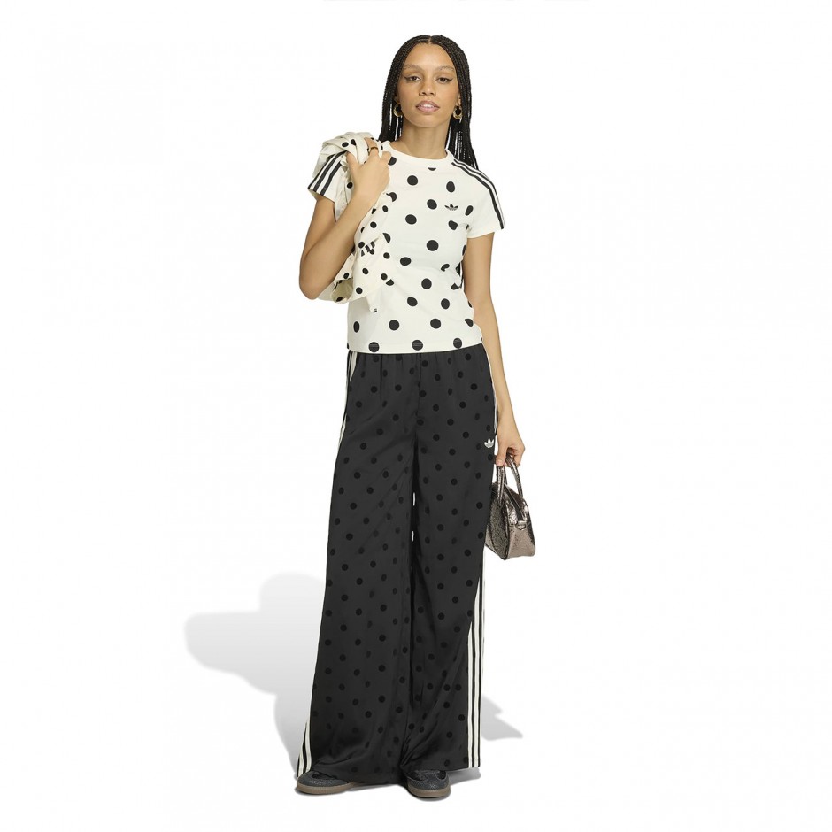 Women's Pants Black - adidas Originals Satin Polka Dots Wide Leg