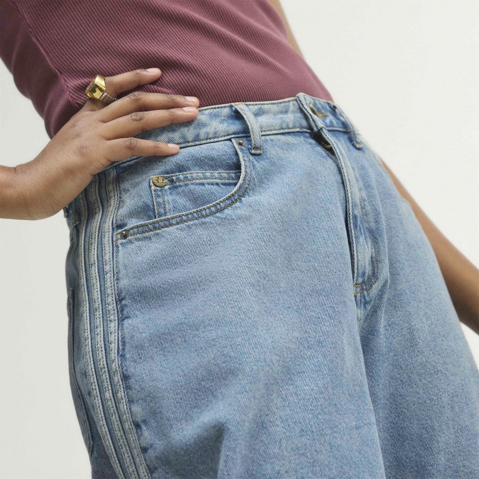 Women's Jeans Blue - adidas Originals Barrel Leg Denim