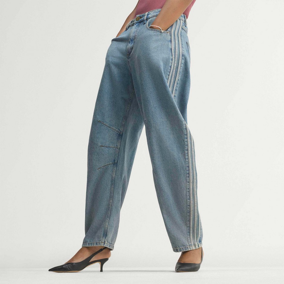 Women's Jeans Blue - adidas Originals Barrel Leg Denim