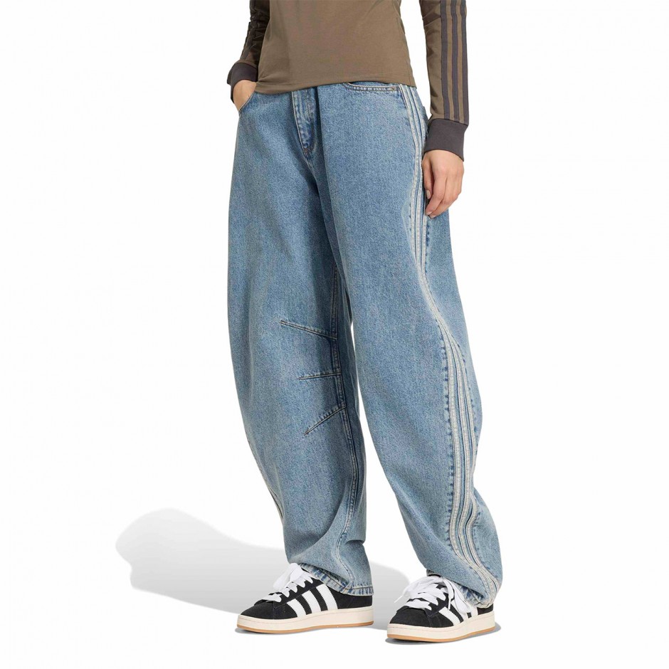 Women's Jeans Blue - adidas Originals Barrel Leg Denim
