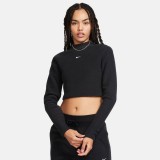 NIKE W NSW PHNX PLSH LS CROP TOP FN3619-010 Black Image 
