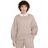 Nike Sportswear Phoenix Fleece Μπέζ - Γυναικεία Μακρυμάνικη Μπλούζα Εικόνα 
