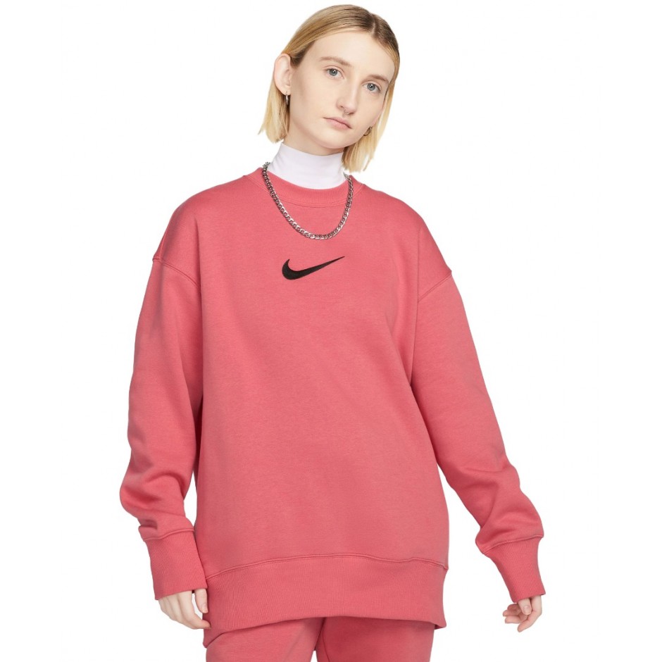NIKE W NSW PHNX FLC OS CREW MS Μπορντό