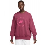 NIKE W NSW PHNX FLC OS CREW PRNT SU FD4234-653 Crimson Image 
