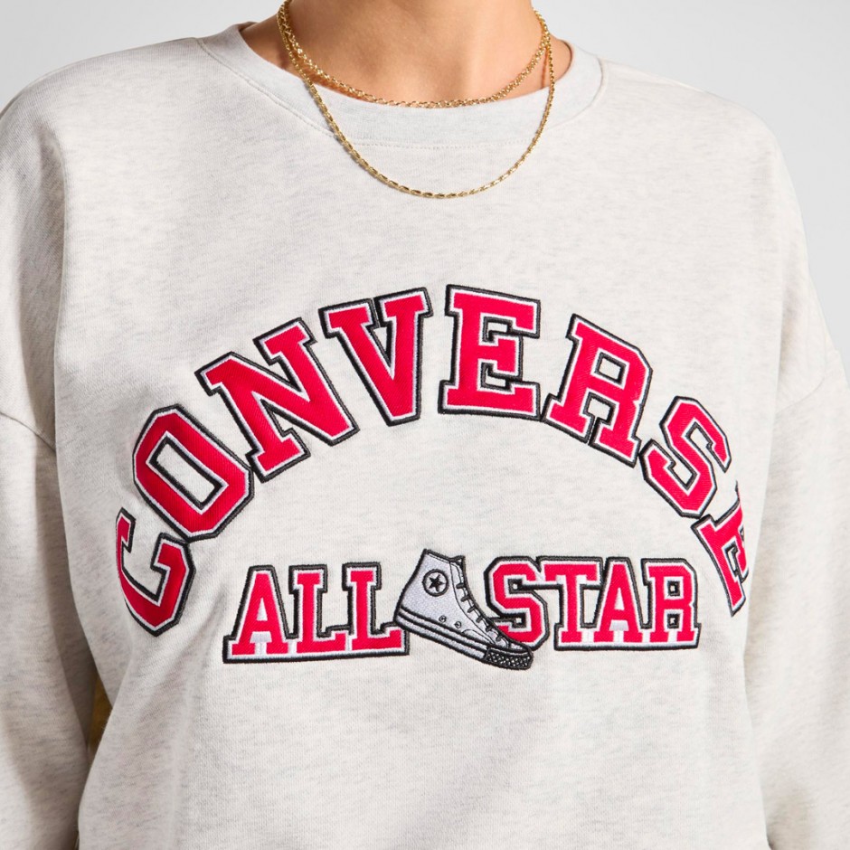 CONVERSE HERITAGE CROPPED CREWNECK SWEATSHIRT 10026777-A03 White
