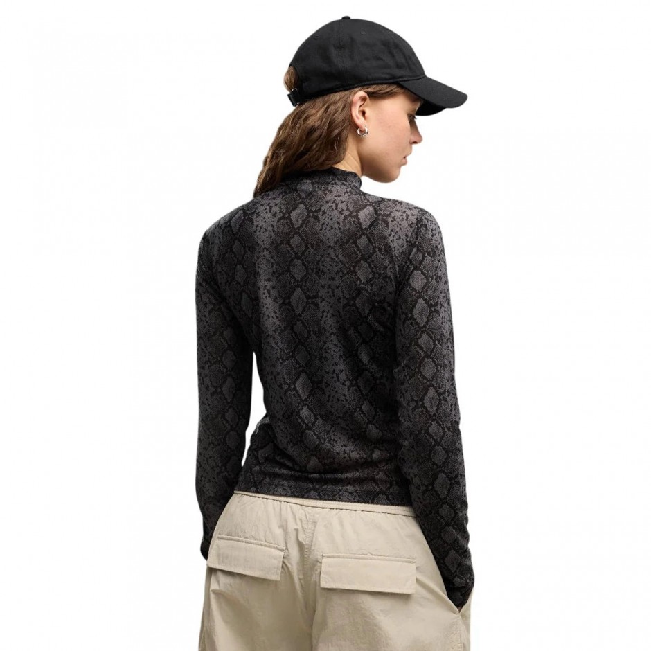 Women's Long Sleeve Top Black - PUMA Snake Pack Printed Mesh