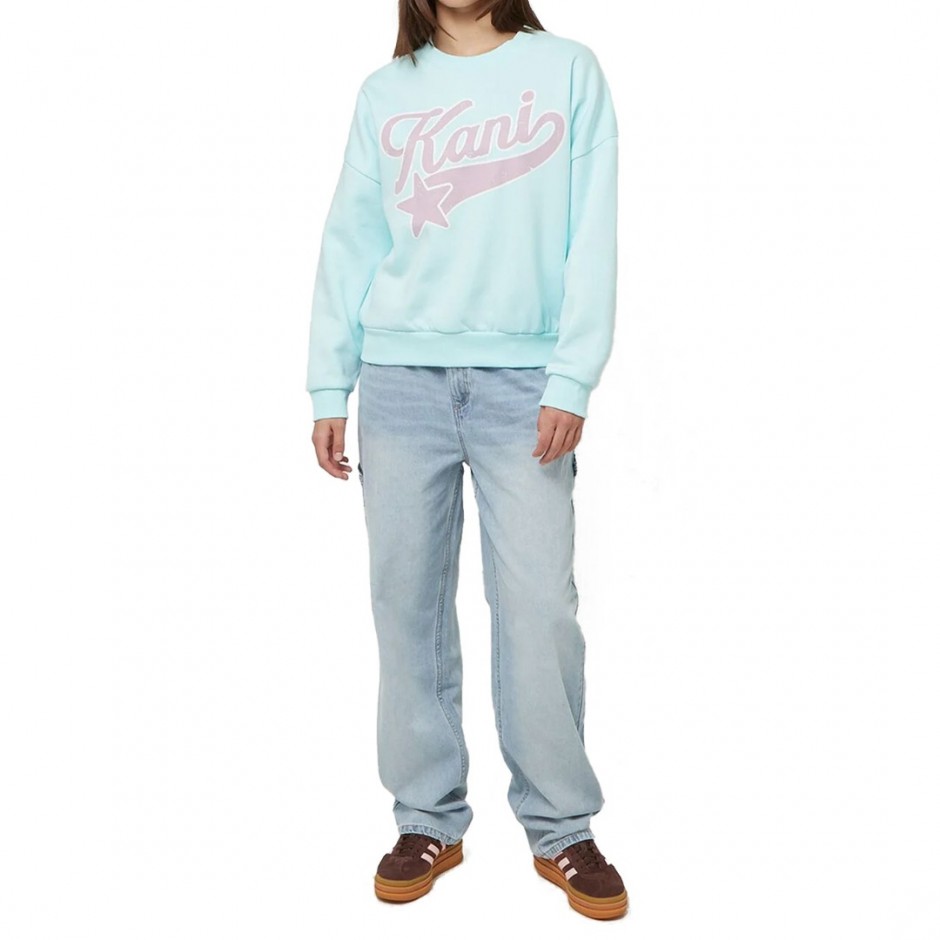 KARL KANI WOVEN SIGNATURE STAR LOGO CREW KW243-005-1-LIGHT BLUE Siel
