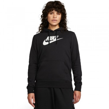 Nike Sportswear Club Fleece Μαύρο - Γυναικεία Μπλούζα Φούτερ