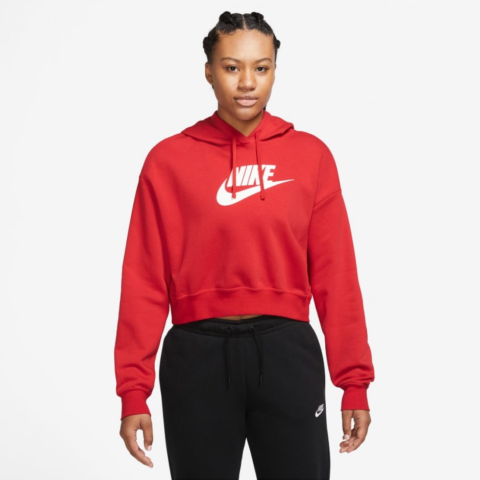 Nike Sportswear Club Fleece Κόκκινο - Γυναικεία Μπλούζα Φούτερ