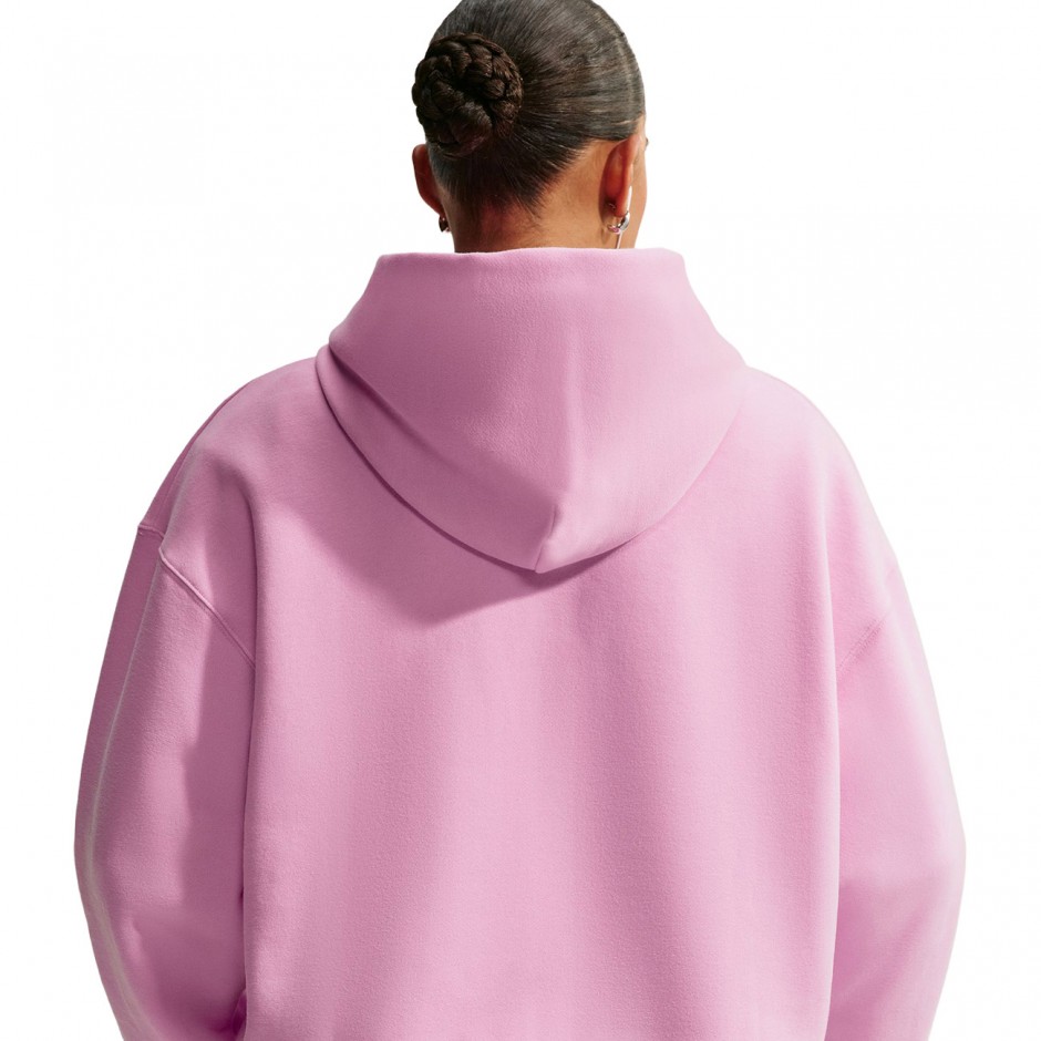 Women's Hoodie Pink - Nike Studio Fleece Medium Weight