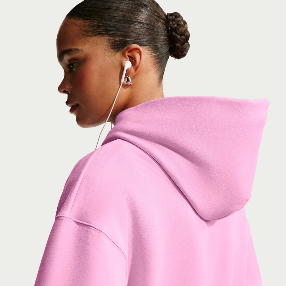 Women's Hoodie Pink - Nike Studio Fleece Medium Weight