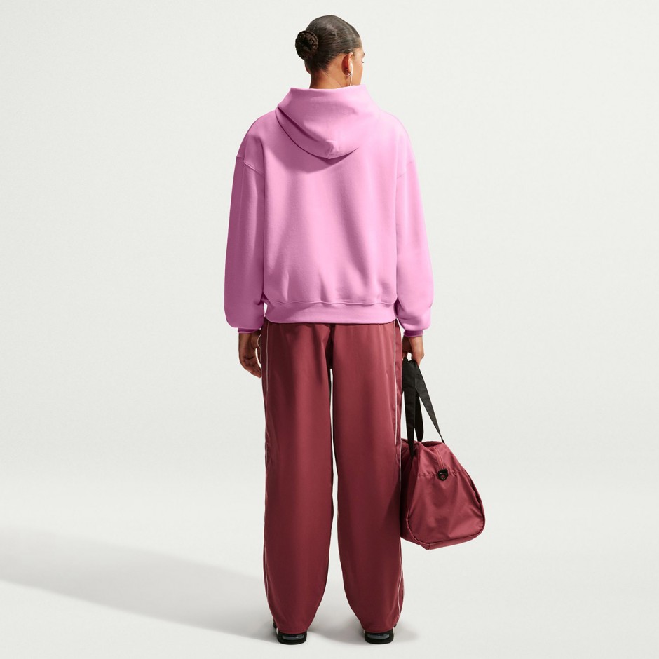 Women's Hoodie Pink - Nike Studio Fleece Medium Weight