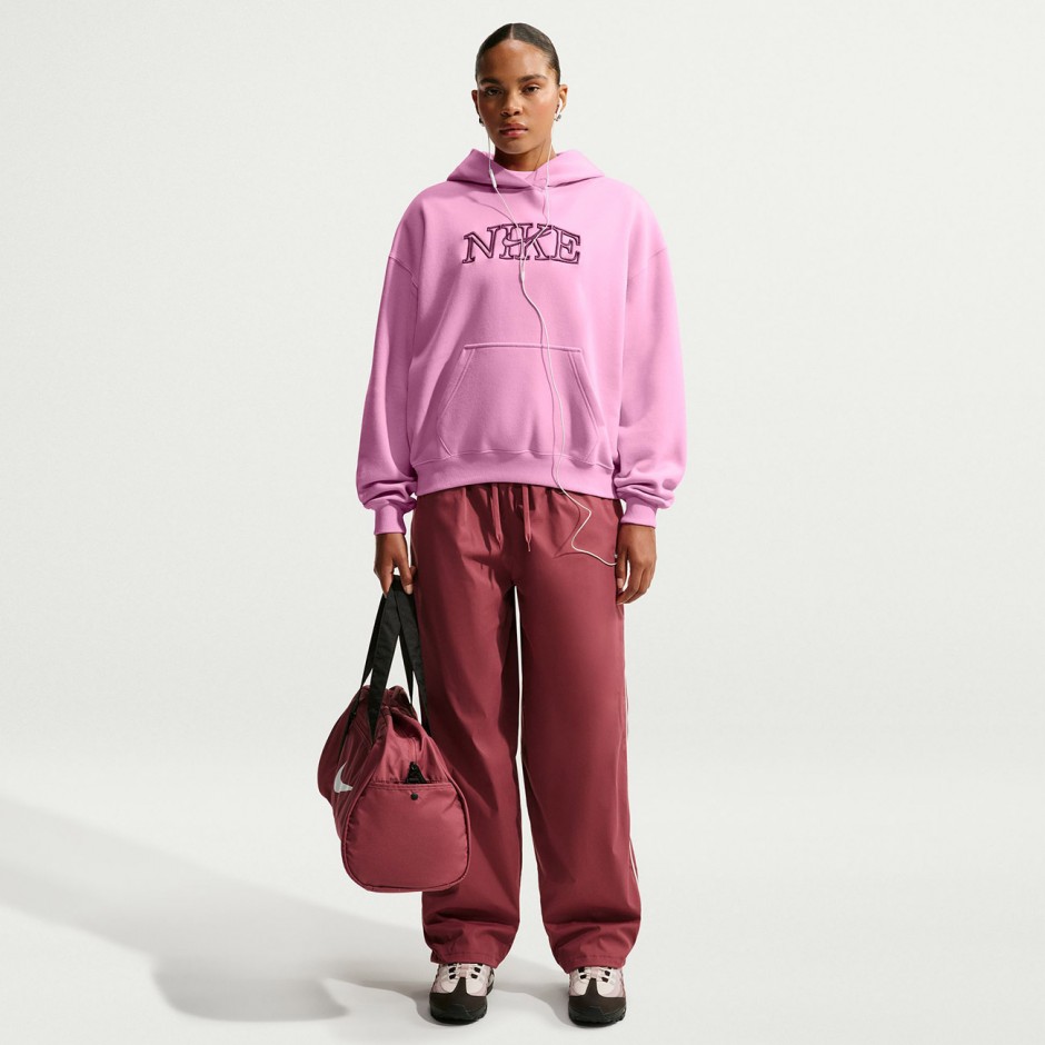 Women's Hoodie Pink - Nike Studio Fleece Medium Weight
