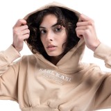 KARL KANI WOVEN SIGNATURE CORSET HOODIE KW241-006-1-BEIGE Beige Image 1
