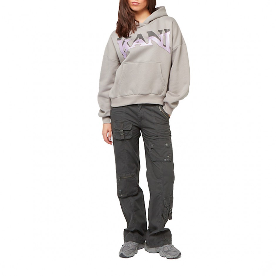 KARL KANI WOVEN SIGNATURE GLITTER OS HOODIE KW244-006-1-LIGHT GREY Grey