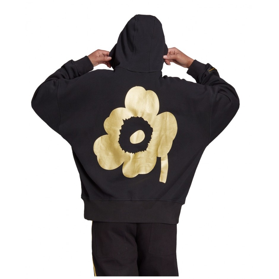 adidas Originals MARIMEKKO OVERSIZE HOODIE WITH GOLDEN FLOWER GRAPHIC H20415 Black
