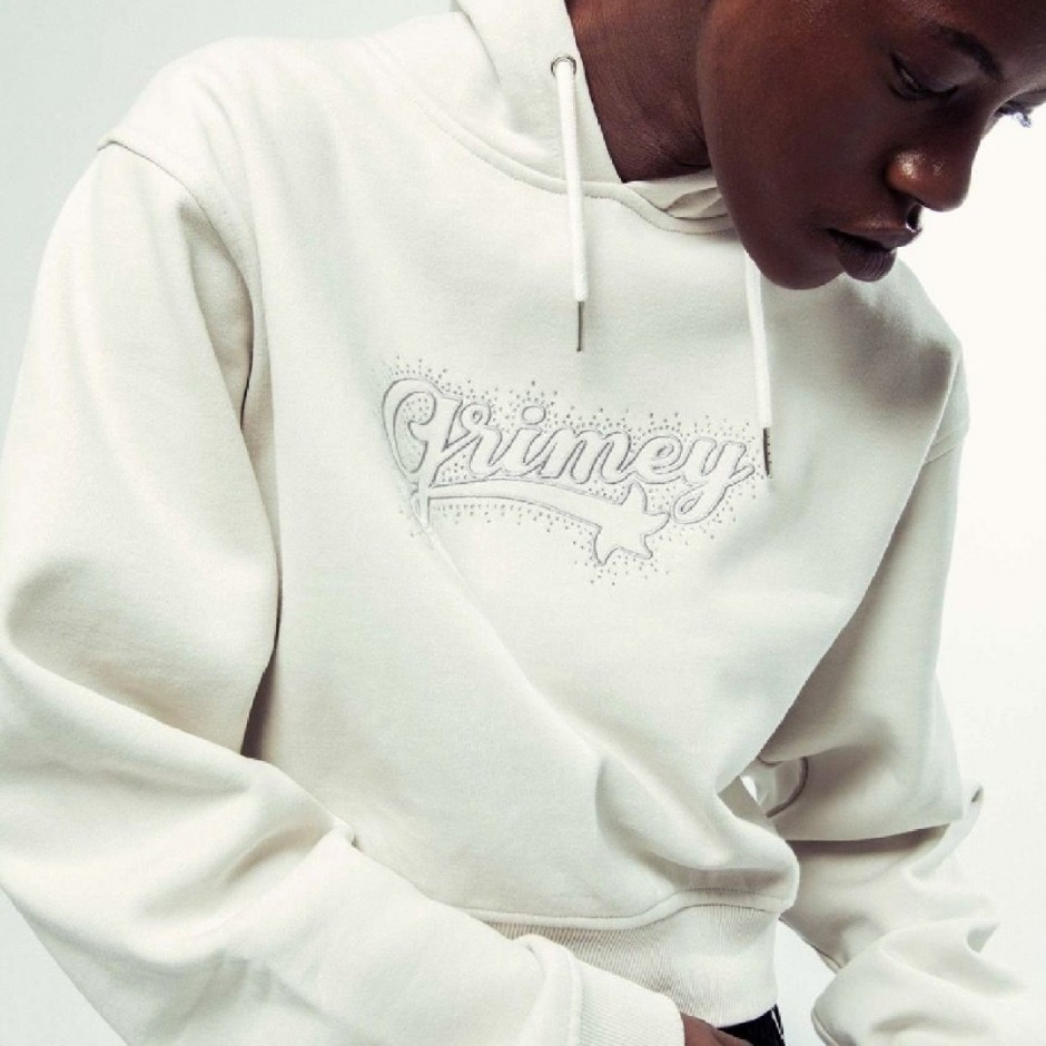 GRIMEY MADRID THE CONNOISSEUR GIRL CROP HOODIE GGCCH365-BCL White