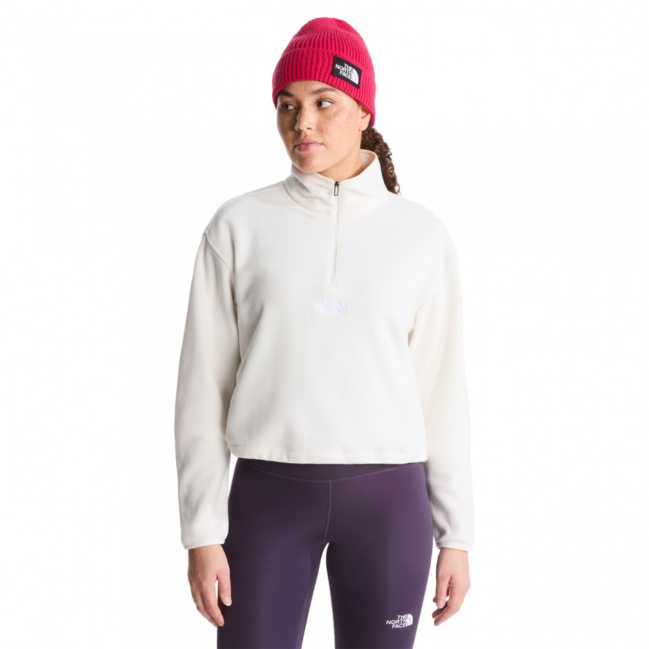 Γυναικεία Μακρυμάνικη Μπλούζα Λευκή - The North Face Glacier Novelty Logo 1/4 Zip Fleece