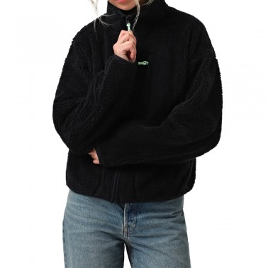 Converse Sherpa Half Zip Μαύρο - Γυναικείο Φλις Φούτερ