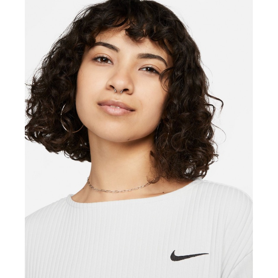 NIKE W NSW RIB JRSY SS TOP Γκρί