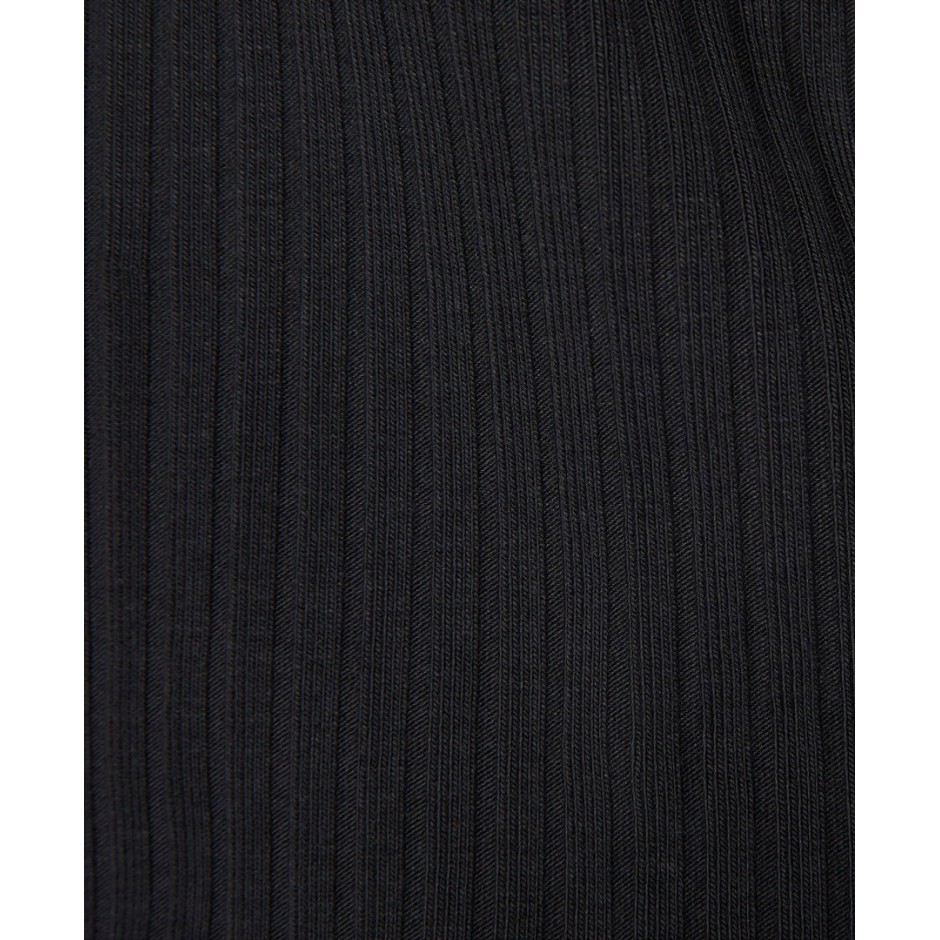 NIKE W NSW RIB JRSY SS TOP Μαύρο