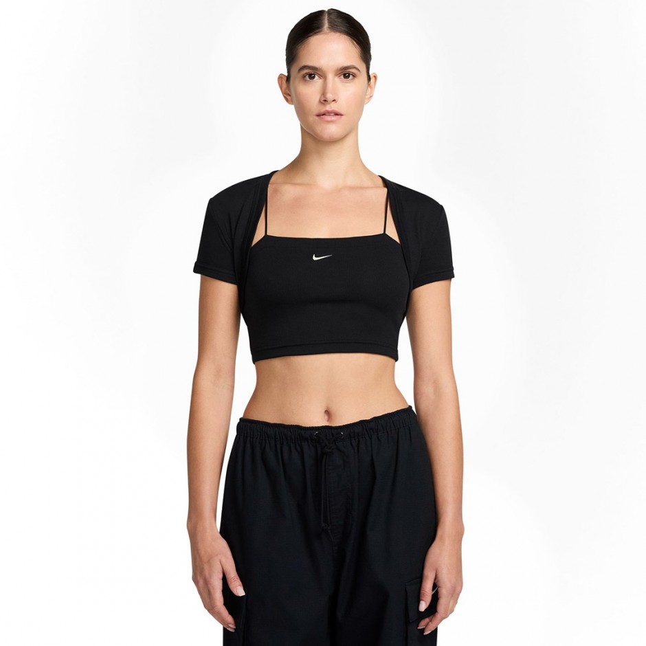 Γυναικεία Crop Μπλούζα Μαύρη - Nike Sportswear Chill Knit