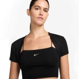 Γυναικεία Crop Μπλούζα Μαύρη - Nike Sportswear Chill Knit Εικόνα 