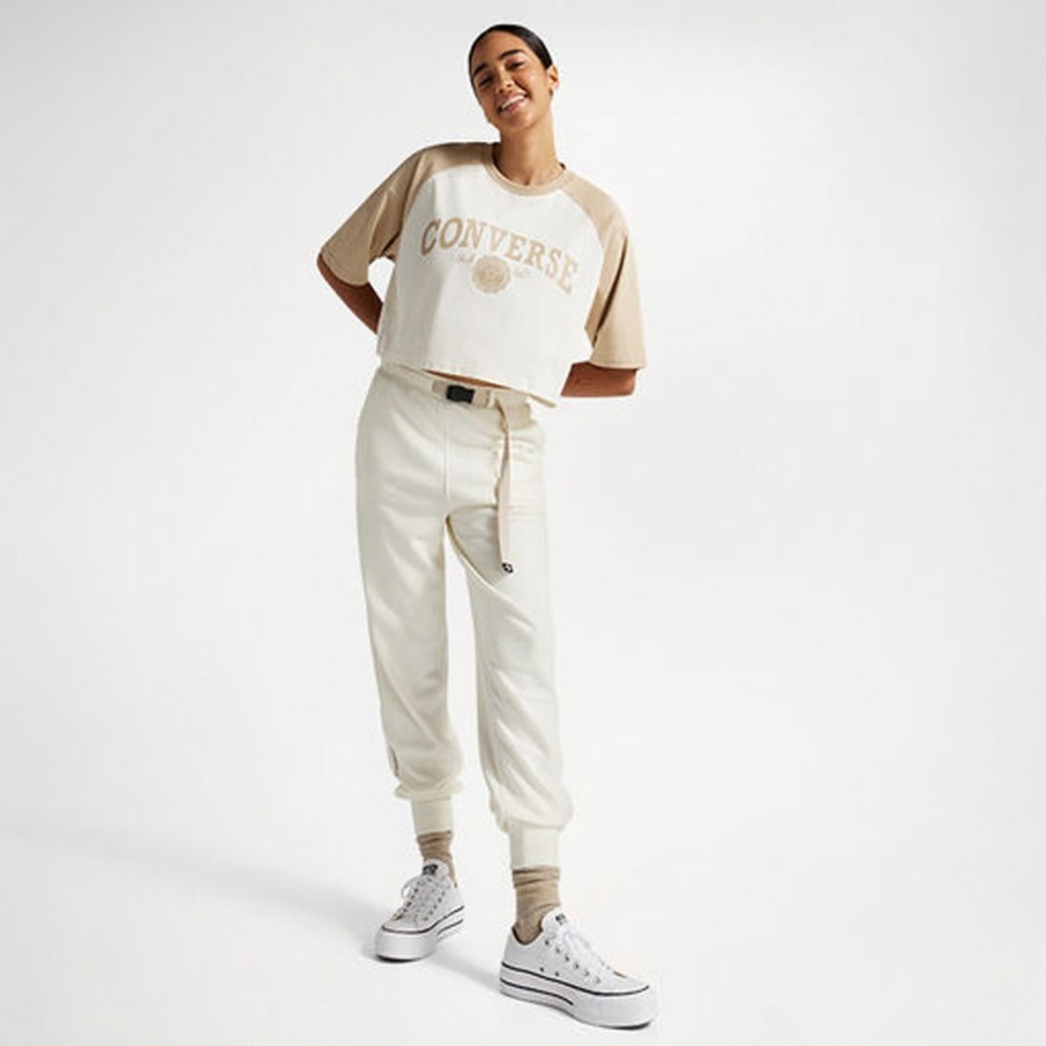 Γυναικείο T-Shirt Εκρού - Converse Retro Cropped
