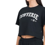 Γυναικείο T-Shirt Μαύρο - Converse Collegiate Cropped Εικόνα 2