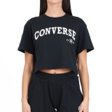 Γυναικείο T-Shirt Μαύρο - Converse Collegiate Cropped Εικόνα 
