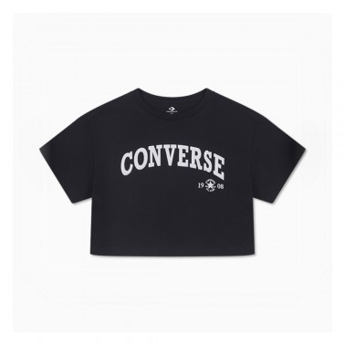CONVERSE CROPPED COLLEGIATE CROPPED T-SHIRT 10026367-A02 Black