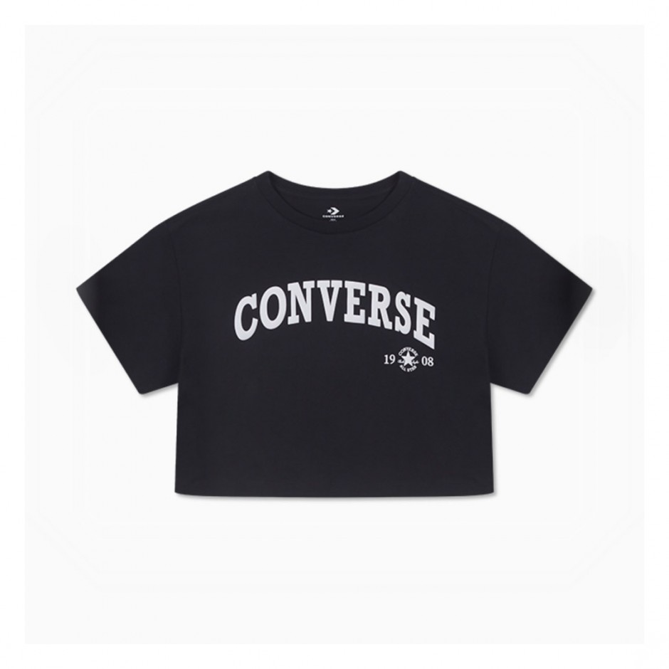 CONVERSE CROPPED COLLEGIATE CROPPED T-SHIRT 10026367-A02 Black
