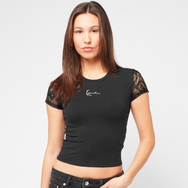KARL KANI SIGNATURE BACK LACE SHORT TEE KW251-024-1-BLACK Black