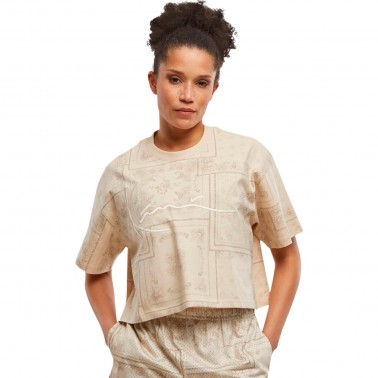 KARL KANI SIGNATURE PAISLEY CROP T-SHIRT KW252-008-1-BEIGE Beige