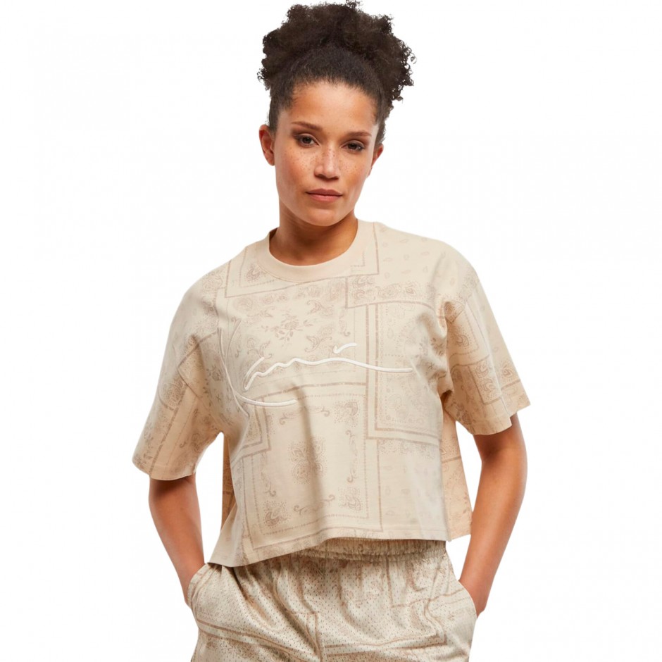 KARL KANI SIGNATURE PAISLEY CROP T-SHIRT KW252-008-1-BEIGE Beige