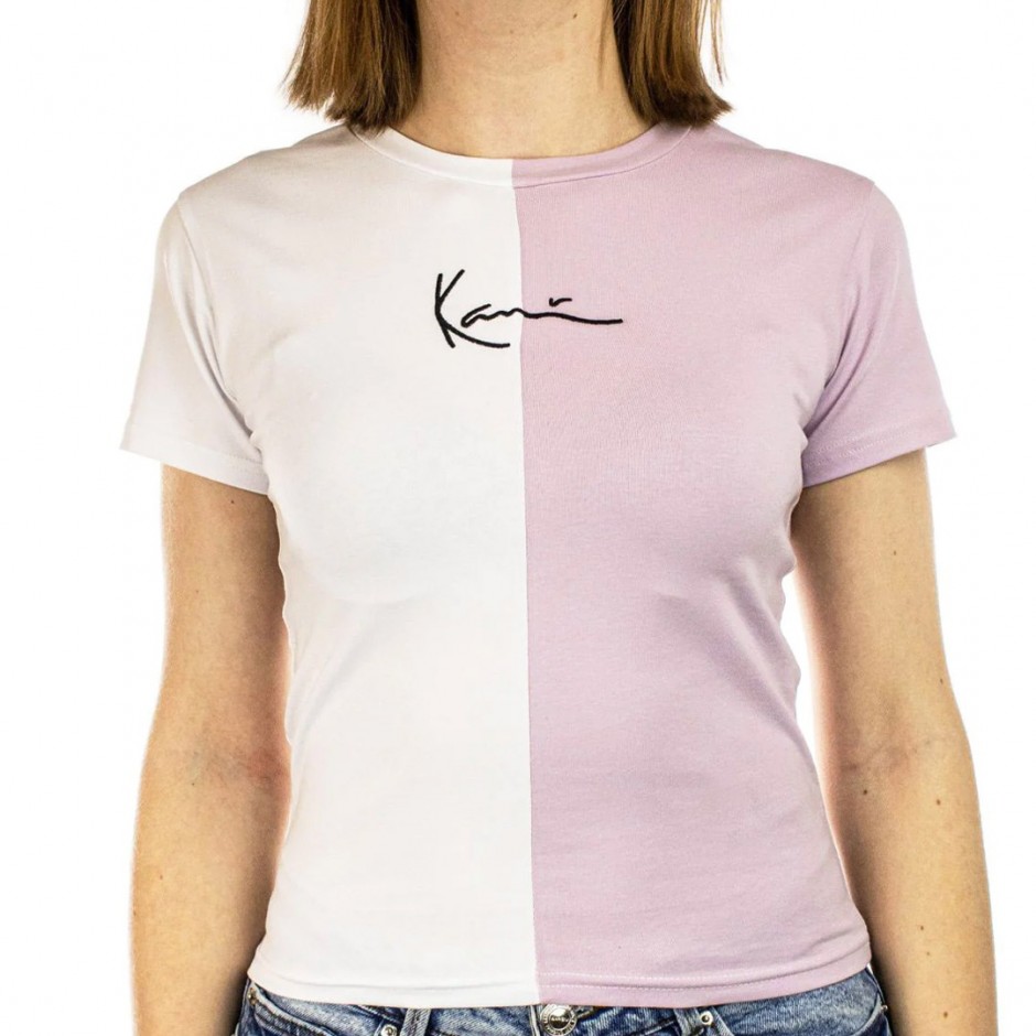 KARL KANI SMALL SIGNATURE SPLIT TOP CROP TEE Μωβ 
