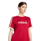 Women's T-Shirt Red - adidas Originals Linear Mesh Image 1