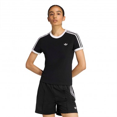 Women's T-Shirt Black - adidas Originals 3-Stripes Slim
