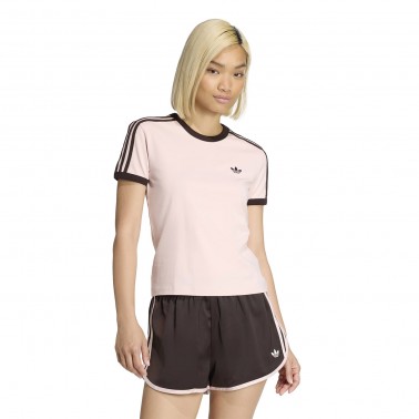 Γυναικείο T-Shirt Ροζ - adidas Originals 3-Stripes Slim