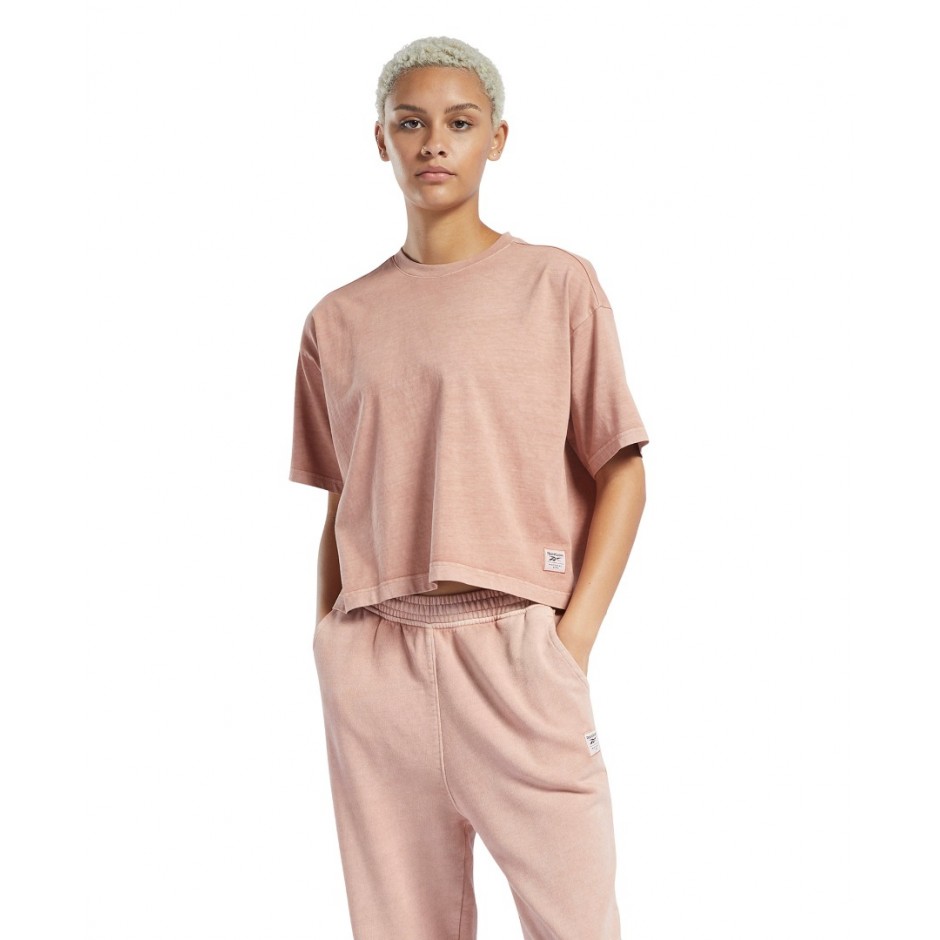 Reebok Classics NATURAL DYE CROPPED T-SHIRT HB8625 Κοραλί